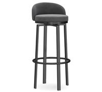 MARIYCH Juego de 1 Taburete de Bar de Terciopelo Giratorio, Silla de Bar giratoria de Terciopelo, taburetes Altos para Cocina/hogar con reposapiés Negro, Gris