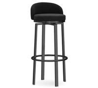 MARIYCH Juego de 1 Taburete de Bar de Terciopelo Giratorio, Silla de Bar giratoria de Terciopelo, taburetes Altos para Cocina/hogar con reposapiés Negro.