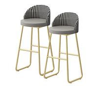 MARIYCH Juego de 2 taburetes de Bar con Altura de mostrador, con Respaldo y reposapiés, de Piel sintética, para Isla, cafetería y Pub, 75 cm, Color Gris