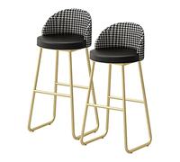 MARIYCH Juego de 2 taburetes de Bar con Altura de mostrador, con Respaldo y reposapiés, de Piel sintética, para Isla, cafetería y Pub, 65 cm, Color Negro