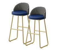 MARIYCH Juego de 2 taburetes de Bar con Altura de mostrador, con Respaldo y reposapiés, de Piel sintética, para Isla, cafetería y Pub, 65 cm, Color Azul