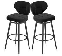 MARIYCH Juego de 2 taburetes de Bar de Cocina con Respaldo, taburetes de Bar tapizados de Terciopelo Modernos, taburetes de Pub con reposapiés de Estructura de Metal Negro, sillas de Comedor sin Bra