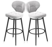 MARIYCH Juego de 2 taburetes de Bar de Cocina con Respaldo, taburetes de Bar tapizados de Terciopelo Modernos, taburetes de Pub con reposapiés de Estructura de Metal Negro, sillas de Comedor sin Bra