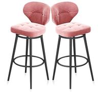 MARIYCH Juego de 2 taburetes de Bar de Cocina con Respaldo, taburetes de Bar tapizados de Terciopelo Modernos, taburetes de Pub con reposapiés de Estructura de Metal Negro, sillas de Comedor sin Bra