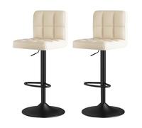 MARIYCH Juego de 2 taburetes de Bar de Piel sintética, taburetes de Bar giratorios Ajustables con Respaldo y Asiento Cuadrado, sillas de Altura para Cocina, Comedor, Pub cafetería