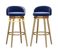 MARIYCH Juego de 2 taburetes de Bar Moderno Giratorio Altura Pub, Silla Alta Comedor con Asiento Terciopelo Giratorio 360°, Respaldo mostrador sin Brazos