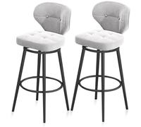 MARIYCH Juego de 2 taburetes de Bar, Taburete Alto de Terciopelo, sillas de Bar giratorias, Taburete tapizado Moderno para Isla de Cocina, cafetería, Bar, Blanco, Pata Negra de 75 cm