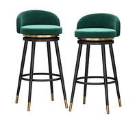MARIYCH Juego de 2 taburetes de Bar, Taburete Alto Moderno Dorado con Respaldo Giratorio de 360° y Estructura de Metal Dorado, sillas para Isla de Cocina, Altura del Asiento: 65 cm, Color Gris.