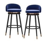 MARIYCH Juego de 2 taburetes de Bar, Taburete Alto Moderno Dorado con Respaldo Giratorio de 360° y Estructura de Metal Negro, sillas para Isla de Cocina, Altura del Asiento 65 cm, Color Verde
