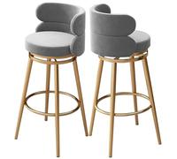 MARIYCH Juego de 2 taburetes de Bar, taburetes Altos con Respaldo, taburetes de Cocina de Terciopelo, taburetes de Bar con Patas y Base de Metal, Silla de Bar giratoria de 360° para Pubs, comedores,