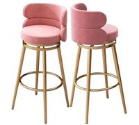 MARIYCH Juego de 2 taburetes de Bar, taburetes Altos con Respaldo, taburetes de Cocina de Terciopelo, taburetes de Bar con Patas y Base de Metal, Silla de Bar giratoria de 360° para Pubs, comedores,