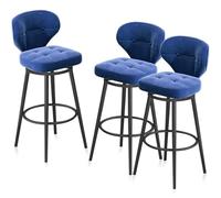 MARIYCH Juego de 3 taburetes de Bar de Cocina con Respaldo, taburetes de Bar tapizados de Terciopelo Modernos, taburetes de Pub con reposapiés de Estructura de Metal Negro, sillas de Comedor sin Bra