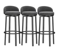 MARIYCH Juego de 3 taburetes de Bar de Terciopelo giratorios, sillas de Bar giratorias, taburetes Altos para Cocina/hogar con reposapiés Negro, Gris
