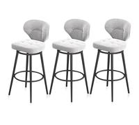 MARIYCH Juego de 3 taburetes de Bar, Taburete Alto de Terciopelo, sillas de Bar giratorias, Taburete tapizado Moderno para Isla de Cocina, cafetería, Bar, Blanco, Pata Negra de 75 cm