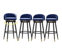 MARIYCH Juego de 4 taburetes de Bar Altos, giratorios 360°, tapizados en Terciopelo y con reposapiés de Metal Negro para el hogar, Bar y Comedor, Color Verde