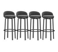 MARIYCH Juego de 4 taburetes de Bar de Terciopelo giratorios, sillas de Bar Altas para Cocina/hogar con reposapiés Negro, Gris
