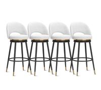 MARIYCH Juego de 4 taburetes de Bar giratorios de 360° para mostrador de Cocina, Silla de Desayuno de Metal Alta con Estructura de Metal, Respaldo y reposapiés para el hogar, Blanco, 75 cm, Patas ne