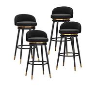 MARIYCH Juego de 4 taburetes de Bar giratorios de Terciopelo, de Metal Negro, con Respaldo bajo y Giro de 360°, tapizados para Isla de Cocina, cafetería, Pub y Bar.