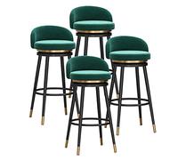 MARIYCH Juego de 4 taburetes de Bar giratorios de Terciopelo para Cocina, Comedor, cafetería, con Respaldo Acolchado y reposapiés Negro, Altura del Asiento 65 cm, Color Verde