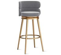 MARIYCH Juego de taburetes de Bar de 1/2/3/4, taburetes giratorios de Altura de mostrador con reposapiés y reposabrazos, sillas de Bar tapizadas de Terciopelo para mostrador de Cocina y Comedor, Gri