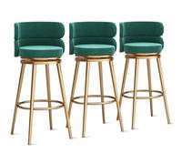 MARIYCH Juego de taburetes de Bar giratorios de 1/2/3/4, sillas de Patio, taburetes Altos con Respaldo, sillas de Bar Verdes para Cocina, Taburete Moderno sin Brazos para Isla de Cocina, Patas dorad