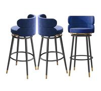 MARIYCH Juego de taburetes de mostrador de 1/2/3/4, Taburete Giratorio de 360 Grados, sillas de Comedor tapizadas Modernas, taburetes de Altura de mostrador con Patas de Metal, Patas Azules y Negras