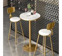 MARIYCH Mesa de Bar de mármol Blanco de 55 cm de Alto, Mesa Alta de cóctel Estilo bistró para Fiestas, Sala de Estar o Cocina (105 cm)