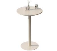 MARIYCH Mesa de Bar pequeña, Alta y Redonda, Mesa de cóctel con Tablero y Base de Metal, Mesa Auxiliar Multifuncional para Pub, Bar, Comedor, bistró, cafetería, Patio, Exterior, Beige (70 x 70 x 104