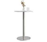 MARIYCH Mesa de Bar Redonda, Alta, pequeña, de Acero Inoxidable, Ideal para Bar de cócteles, cafetería, té, Comedor, bistró, Cocina (50 x 50 x 75 cm)