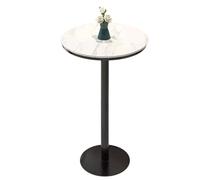 MARIYCH Mesa de Bar Redonda de Mediados de Siglo, Mesa Alta de cóctel para bistró, Pub o Fiestas, Escritorio de Comedor con Superficie de mármol y Base de Metal Negro (95 cm)