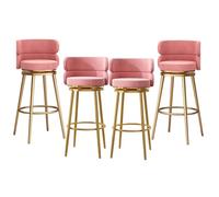 MARIYCH Silla de Comedor tapizada con Respaldo Alto, Taburete de Bar, Juego de 4 taburetes de Isla de Cocina Modernos, taburetes de Bar de Terciopelo con Altura de mostrador, Patas de Oro Rosa, 65 c