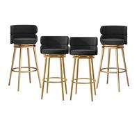 MARIYCH Silla de Comedor tapizada con Respaldo Alto, Taburete de Bar, Juego de 4 taburetes de Isla de Cocina Modernos, taburetes de Bar de Terciopelo con Altura de mostrador, Patas de Oro Negro, 75