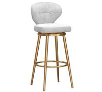 MARIYCH Taburete de Cocina tapizado de Terciopelo, Altura de mostrador, Juego de 1, taburetes de Isla de Cocina giratorios Modernos, reposapiés de Metal Dorado para Bar en casa, Comedor, Blanco, 75