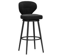 MARIYCH Taburete de Cocina tapizado de Terciopelo, Altura de mostrador, Juego de 1, taburetes de Isla de Cocina giratorios Modernos, reposapiés de Metal Negro para Bar en casa, Comedor, Negro, 65 cm
