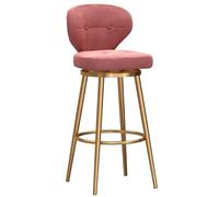 MARIYCH Taburete de Cocina tapizado de Terciopelo, Altura de mostrador, Juego de 1, taburetes de Isla de Cocina giratorios Modernos, reposapiés de Metal Dorado para Bar en casa, Comedor, Rosa, 65 cm