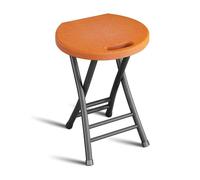 MARIYCH Taburete Plegable portátil de 19 Pulgadas, Asiento de plástico Sencillo con asa, Silla Plegable de Metal con Capacidad de 220 Libras para Adultos (Naranja)
