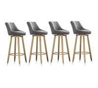 MARIYCH Taburetes Altos con Respaldo, Juego de 4 taburetes giratorios para Bar de Cocina, taburetes tapizados con Patas de Metal Dorado y reposapiés, Taburete de Pub para Isla de Cocina, Gris