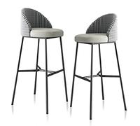 MARIYCH Taburetes Altos de Bar de Piel sintética, Modernos, Dorados, con Respaldo y Metal Negro, para Pub, cafetería, 75 cm, Color Gris.