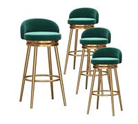 MARIYCH Taburetes Altos de Bar giratorios Modernos de Terciopelo de 65 cm con Patas de Metal Negro para Barra de Cocina, Juego de 4, Color Azul