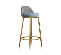 MARIYCH Taburetes de Bar con Altura de mostrador, Respaldo y reposapiés Dorados, Ideales para Isla de Cocina, cafetería y Pub, 65 cm, Color Gris