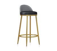 MARIYCH Taburetes de Bar de Altura Alta con Respaldo y reposapiés Dorados, para Isla de Cocina, cafetería, Pub, 65 cm, Color Negro