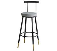 MARIYCH Taburetes de Bar de Altura de mostrador, taburetes de Cocina, Silla de Bar de Piel sintética con Patas de Metal Negro para Isla, Comedor y hogar, Gris, 75 cm
