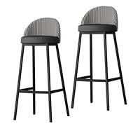 MARIYCH Taburetes de Bar de Altura de mostrador, taburetes de Isla, sillas de Bar de Cuero sintético con Respaldo, Patas de Metal Negro, tapizadas, sin Brazos, para Comedor, cafetería, Estilo rústic