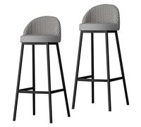 MARIYCH Taburetes de Bar de Altura de mostrador, taburetes de Isla, sillas de Bar de Cuero sintético con Respaldo, Patas de Metal Negro tapizadas sin Brazos, para Comedor, cafetería, Estilo rústico,
