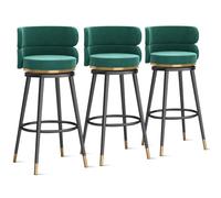 MARIYCH Taburetes de Bar giratorios de 360°, Juego de 1/2/3/4 sillas de Bar, Silla de Isla de Cocina de Terciopelo con Respaldo y reposapiés de Metal, sillas de Comedor Modernas sin Brazos, Patas ve