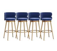 MARIYCH Taburetes de Bar giratorios de 360°, Juego de 1/2/3/4 sillas de Bar, Silla de Isla de Cocina de Terciopelo con Respaldo y reposapiés de Metal, sillas de Comedor Modernas sin Brazos, Patas de