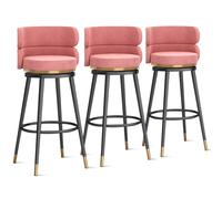 MARIYCH Taburetes de Bar giratorios de 360°, Juego de 1/2/3/4 sillas de Bar, Silla de Isla de Cocina de Terciopelo con Respaldo y reposapiés de Metal, sillas de Comedor Modernas sin Brazos, Patas de