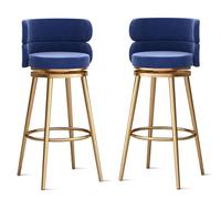 MARIYCH Taburetes de Bar giratorios de 360°, Juego de 1/2/3/4 sillas de Bar, Silla de Isla de Cocina de Terciopelo con Respaldo y reposapiés de Metal, sillas de Comedor Modernas sin Brazos, Patas de