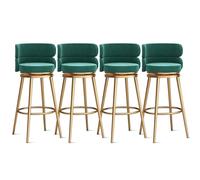 MARIYCH Taburetes de Bar giratorios de 360°, Juego de 1/2/3/4 sillas de Bar, Silla de Isla de Cocina de Terciopelo con Respaldo y reposapiés de Metal, sillas de Comedor Modernas sin Brazos, Patas de
