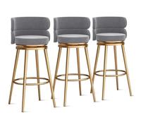 MARIYCH Taburetes de Bar giratorios de 360°, Juego de 1/2/3/4 sillas de Bar, Silla de Isla de Cocina de Terciopelo con Respaldo y reposapiés de Metal, sillas de Comedor Modernas sin Brazos, Patas de